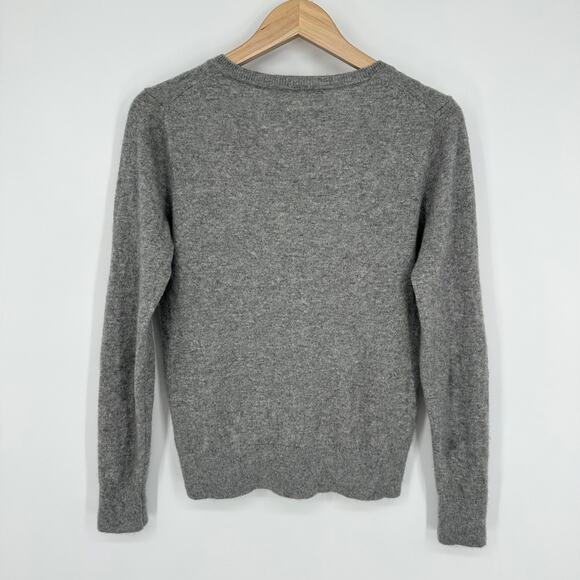Quince Mongolian 100% Cashmere V-Neck Sweater Pullover Cozy, Heather Gray - Picture 8 of 15